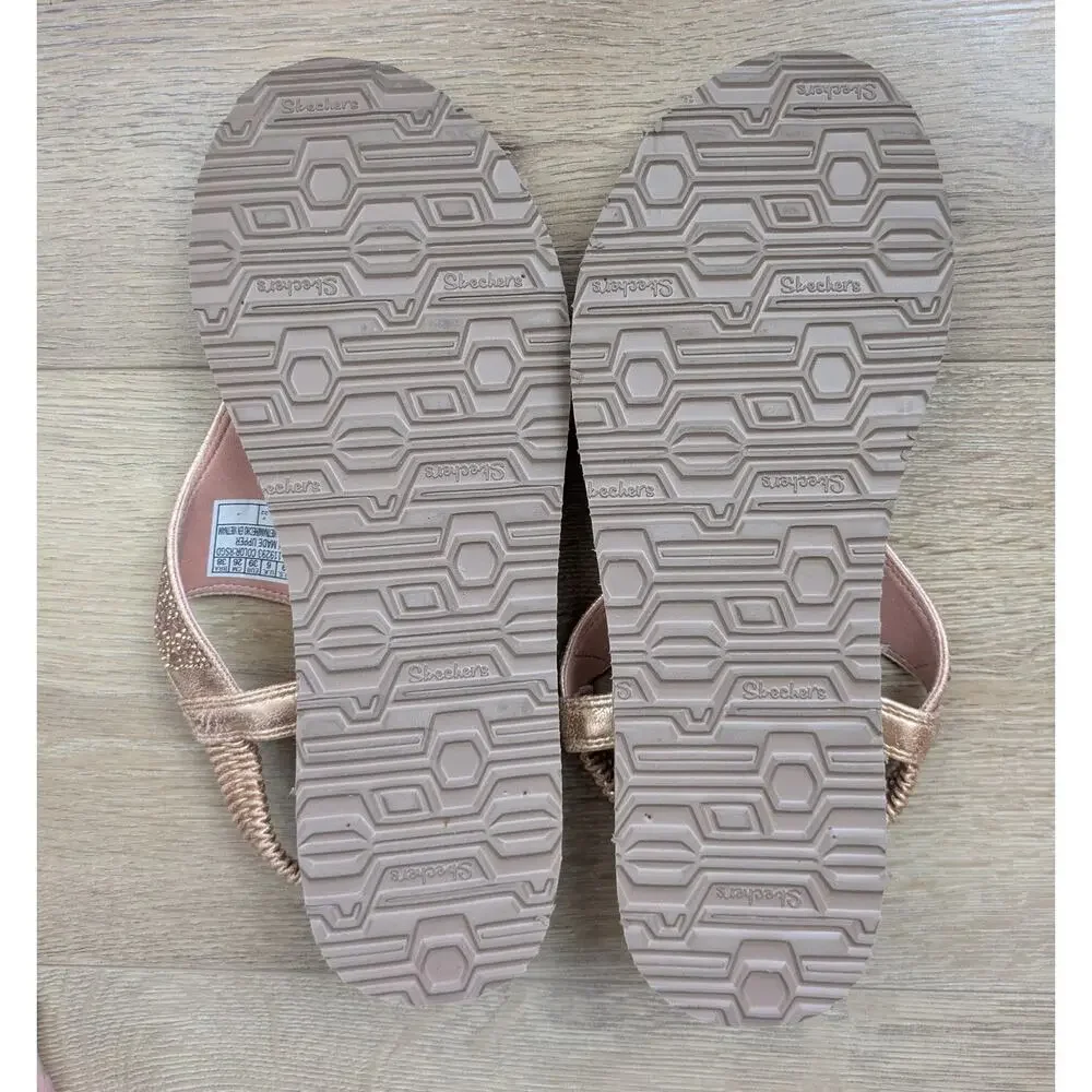 Skechers Arch Fit On The GO Sandals Womens 9 Taupe Knit Thong Flip Flops NEW